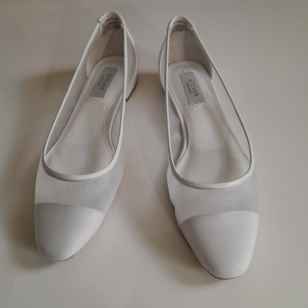 Steven by Steve Madden Women's Brid01D1 Ballet Flat Size 8 Color White Mult